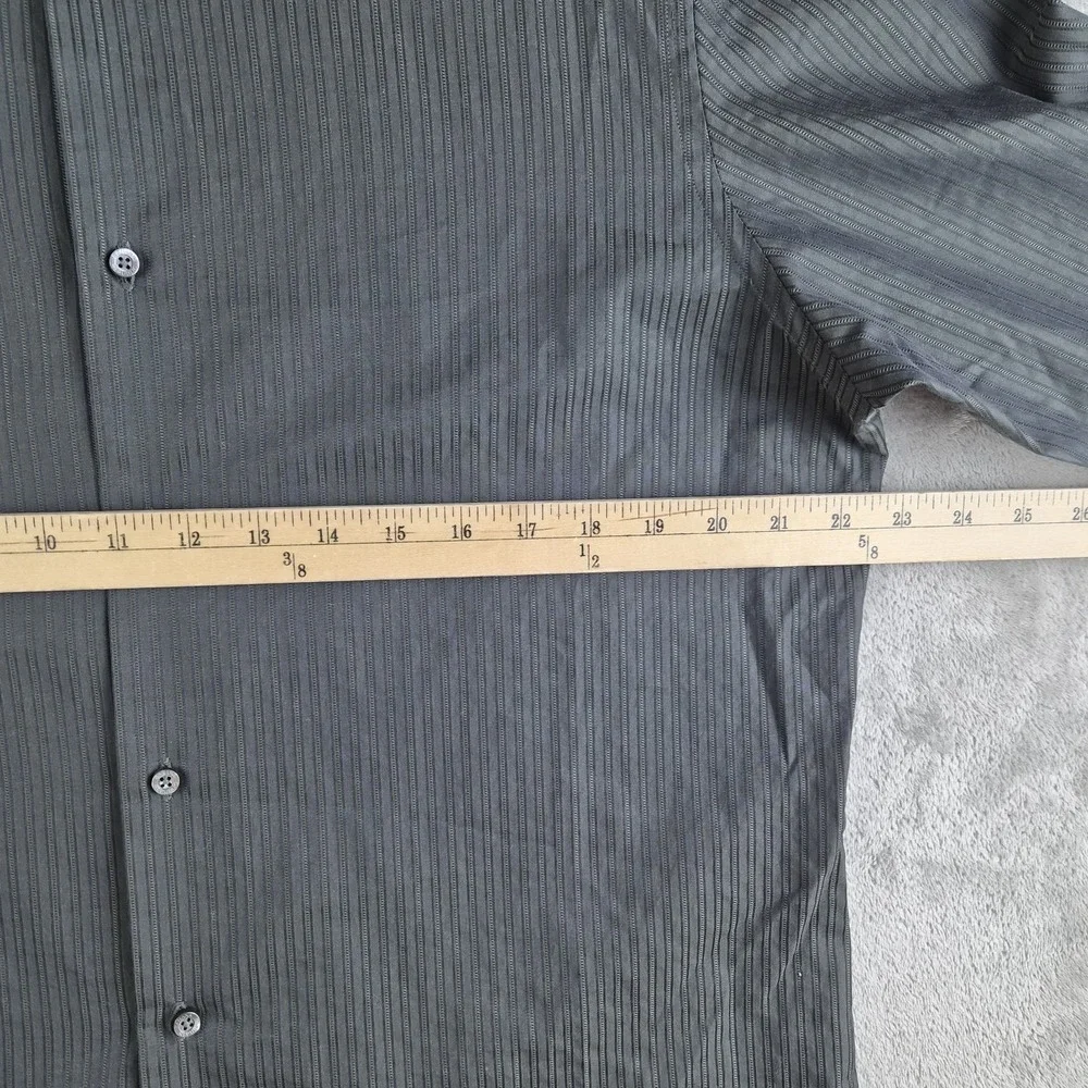 Vintage Banana Republic Shirt Large 16/16.5 Gray Striped Double Flip Cuff Office